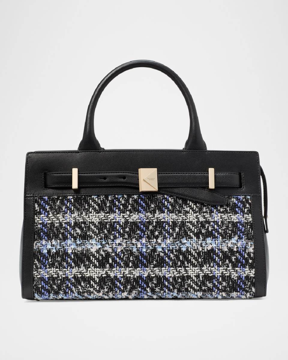 deco plaid tweed crossbody bag